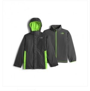 Boys NORTH FACE Grey Vortex Triclimate Hooded Jacket Waterproof Small 7/8 Fleece